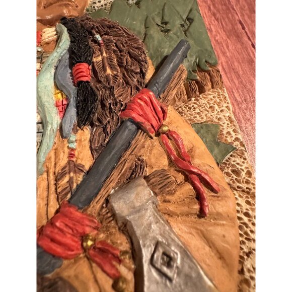 🖼️ Native American 3D Ceramic Wall Art – Warrior with Headdress & Tomahawk - Picture 7 of 13